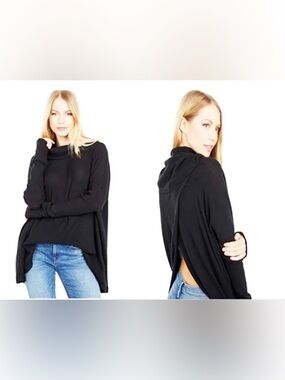 Free People Juicy Oversized Long Sleeve Open Back Textured Mockneck Sweater